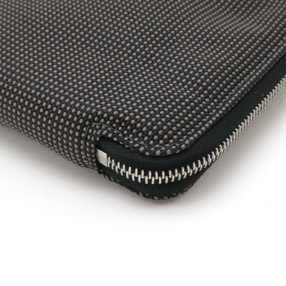HERMES Hermes Air Line Purse GM Round Long Wallet Passport Case Canvas Grey - Picture 4 of 7